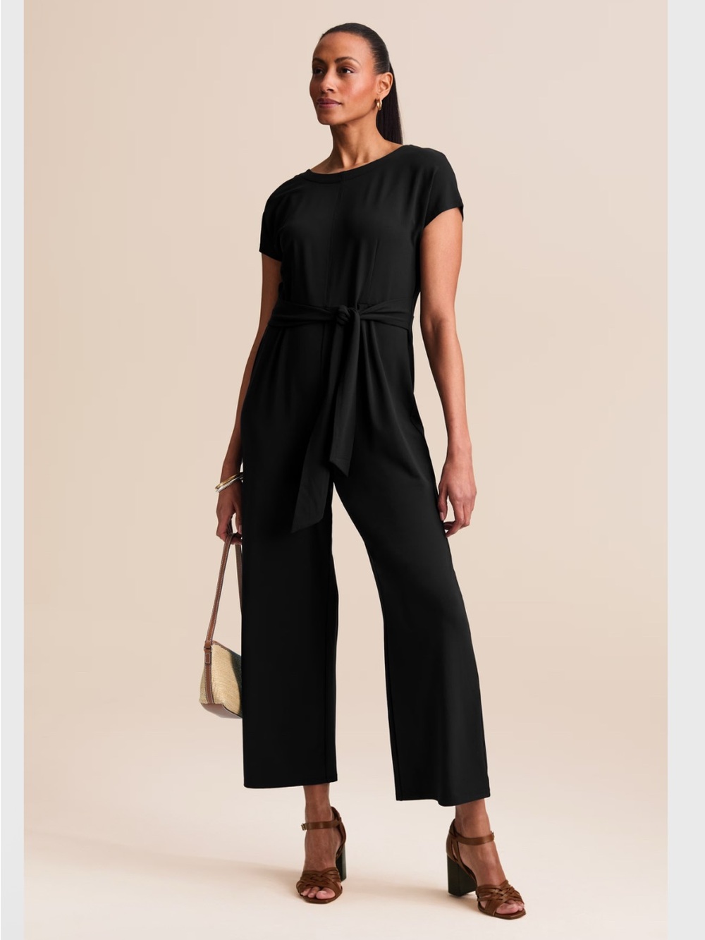 NWT J.Jill Wearever Knit Tie-Waist Jumpsuit